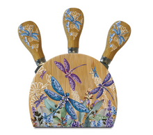 Load image into Gallery viewer, Lisa Pollock lavender dragonflies  Magnetic Knife Block Set
