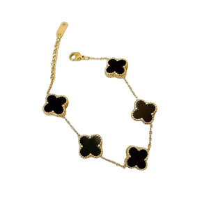 Bracelet / Stainless Steel Clover Bracelet Black