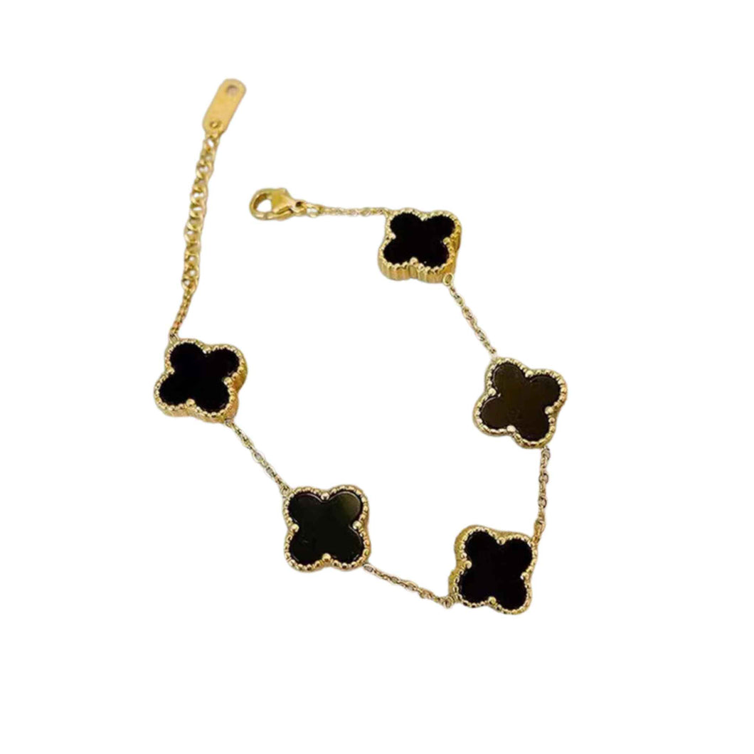 Bracelet / Stainless Steel Clover Bracelet Black