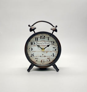 Classical Metal Two-Bell Black Table Clock, Mute Mode.