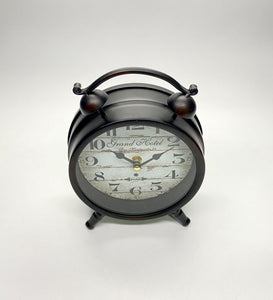 Classical Metal Two-Bell Black Table Clock, Mute Mode.