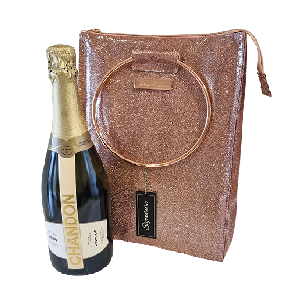 WINE COOLER BAG ROSE GOLD SHIMMER