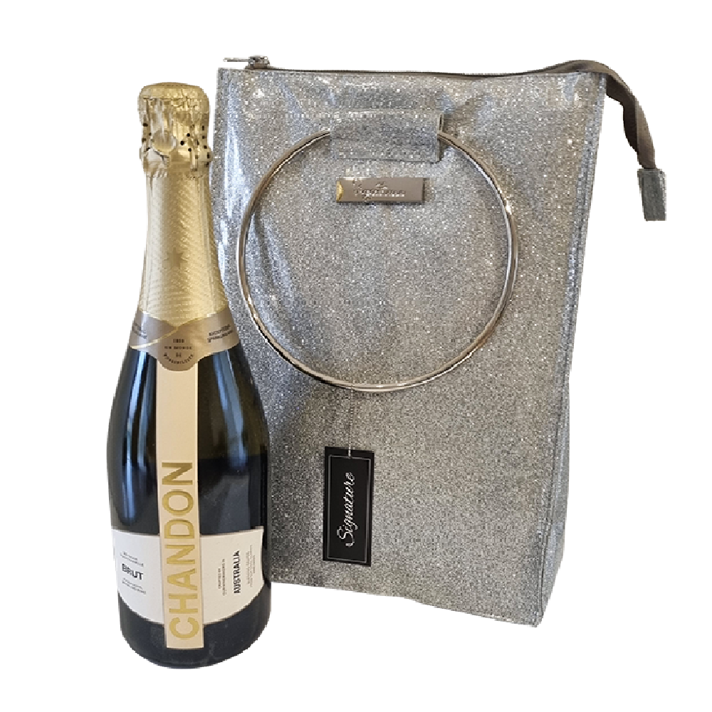 WINE COOLER BAG SILVER SHIMMER