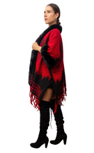 Load image into Gallery viewer, Black Abstract Wool Blend poncho
