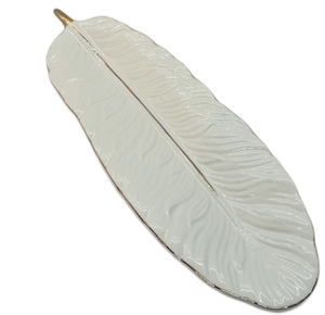 Ceramic Feather Tray White