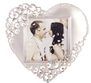 Silver Satin Heart Frame 3X3 Love Heart Frame For Wedding, Anniversary And Engagement