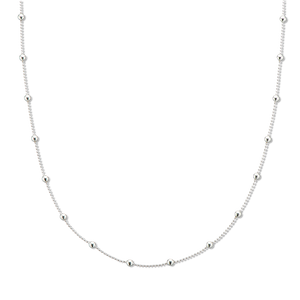 Palas Silver Fine Ball Bead Chain Necklace