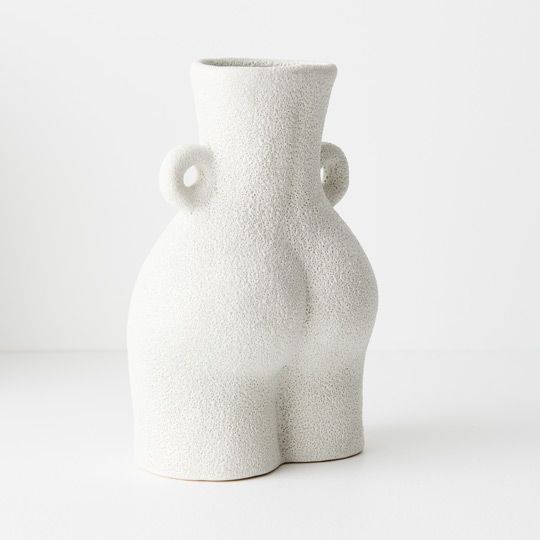 Felisa White Textured Ceramic Body Vase