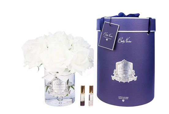 LUXURY GRAND BOUQUET - SILVER BADGE - IVORY WHITE - NAVY BOX