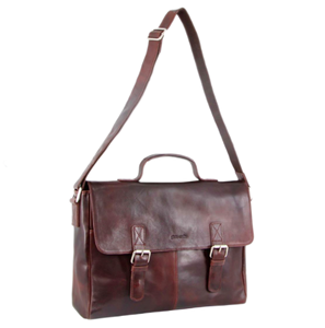 Pierre Cardin Leather Computer Bag/Chocolate