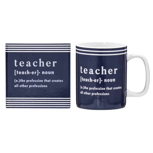 Navy Teacher Mug & Coaster Set