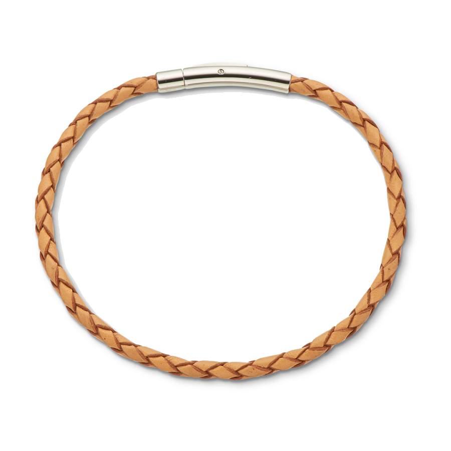 Palas Fine Leather Plaited Bracelet (Natural)