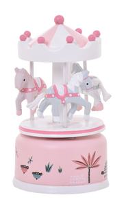 Pink Wooden Musical Carousel